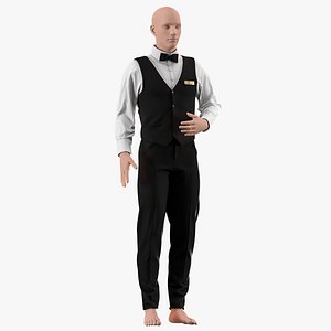 male waiter uniform with texture model