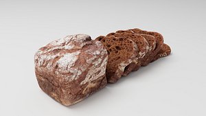 3D model Dark Hungarian black sliced bread