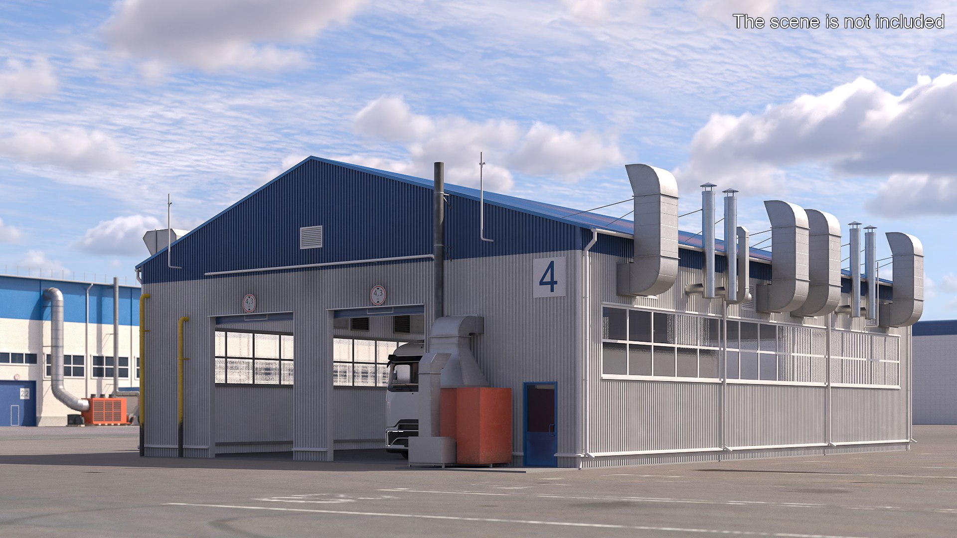 Factory Facility UralSpetsTrans Simplified Rigged 3D model preview