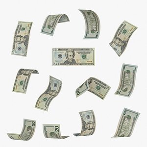 United States 20 Dollars Falling Notes 3D model