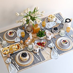 3D breakfast flowers model