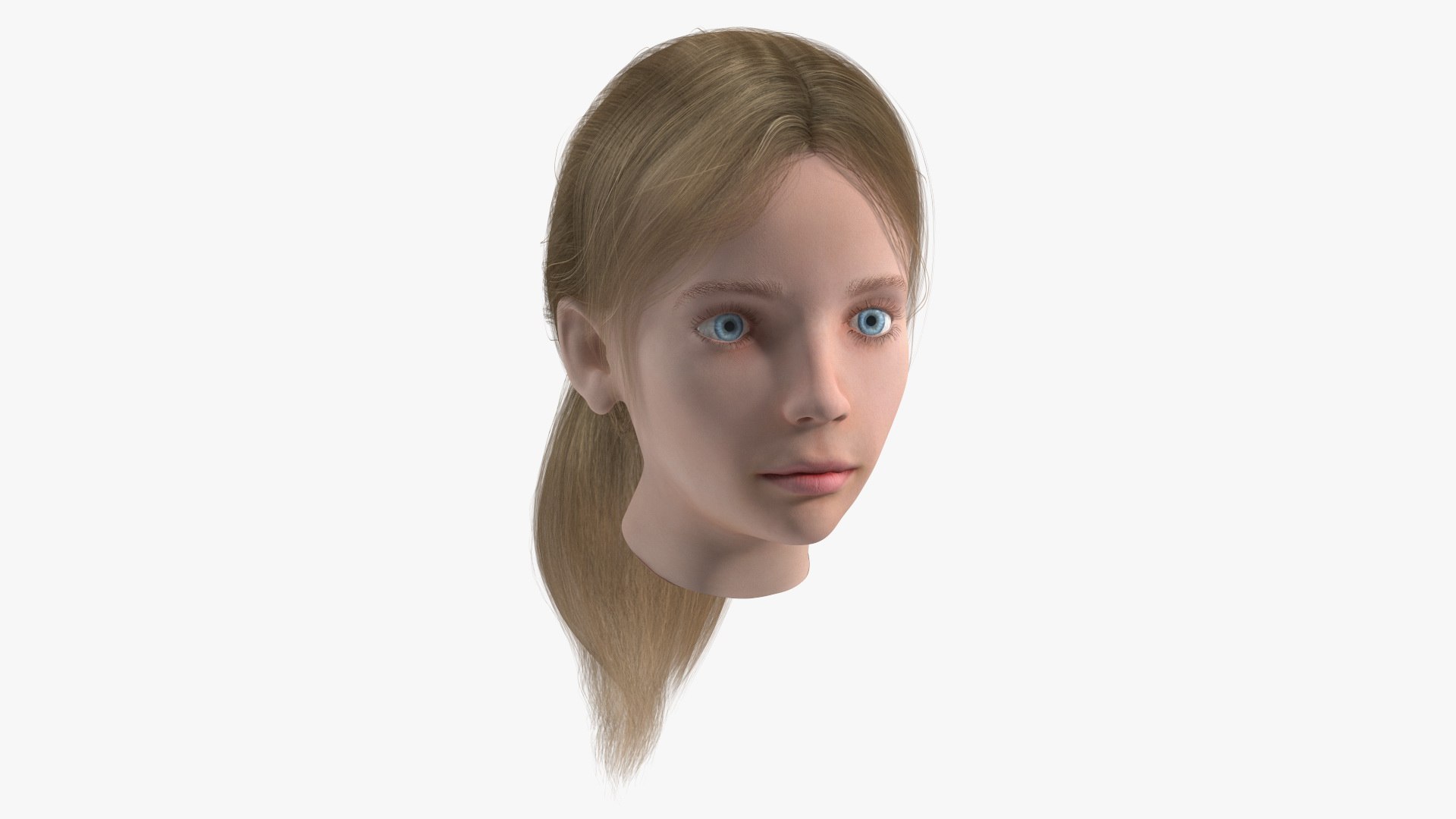 Kid Girl Head Fur 3D model preview