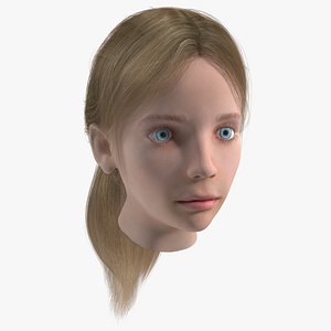 3D Kid Girl Head Fur model