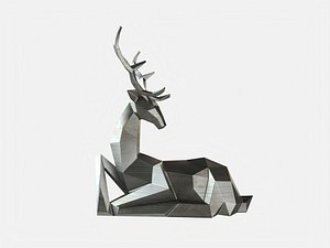 3D model LowPoly Deer Statue 3D model