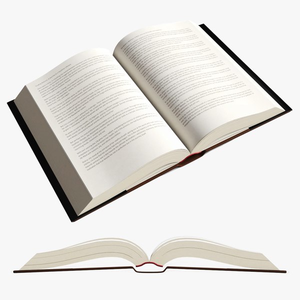 3D Open book with book jacket and text