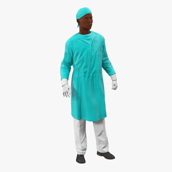 3d model male african american surgeon