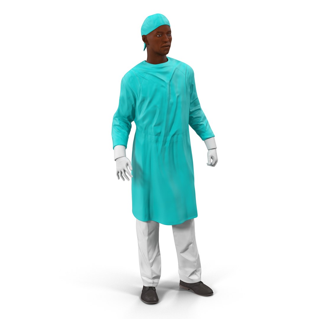 Male African American Surgeon 3 Rigged 3D Model 3D model preview
