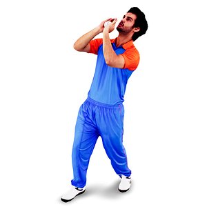 3D model Cricketer taking a catch