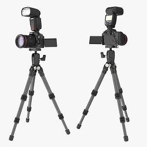 Canon DSLR Camera with flash on a Tripod