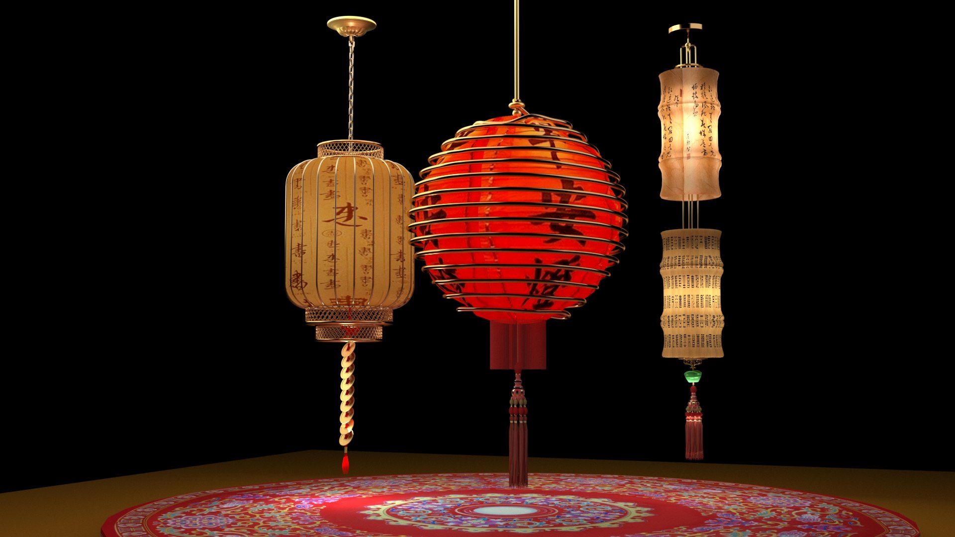 3D Red Lantern Model - TurboSquid 1693111