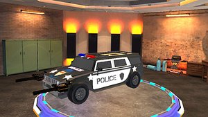 Pack of 4 3D Police Car Rigged model With Fire