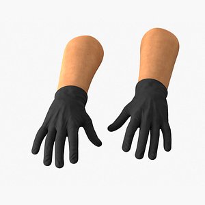 Gloved Hands Medical Black Rigged for Maya
