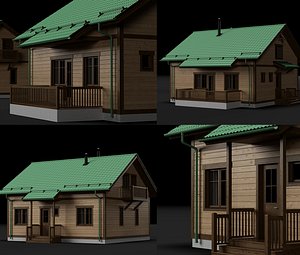 Realistic Wooden Cabin House 3D Model