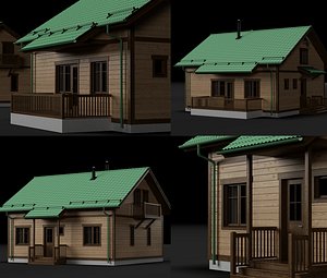 Realistic Wooden Cabin House 3D Model