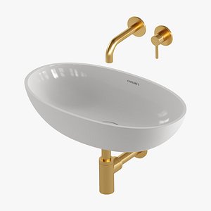 SHELL Countertop Basin and Y Basin Mixer by OMNIRES 3D model