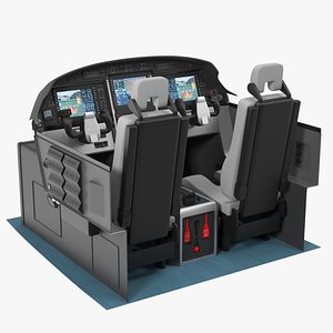 3D business aircraft pilot cockpit