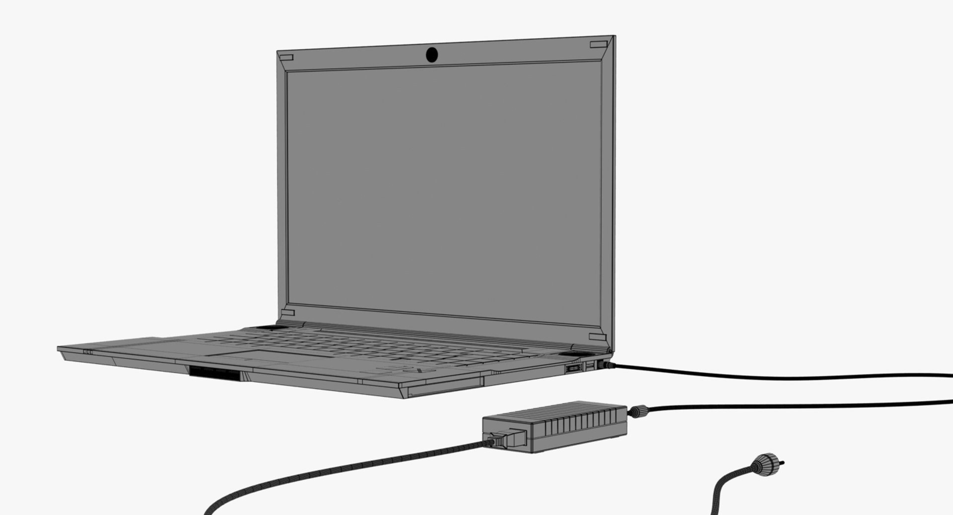 3d Model Laptop Powercord