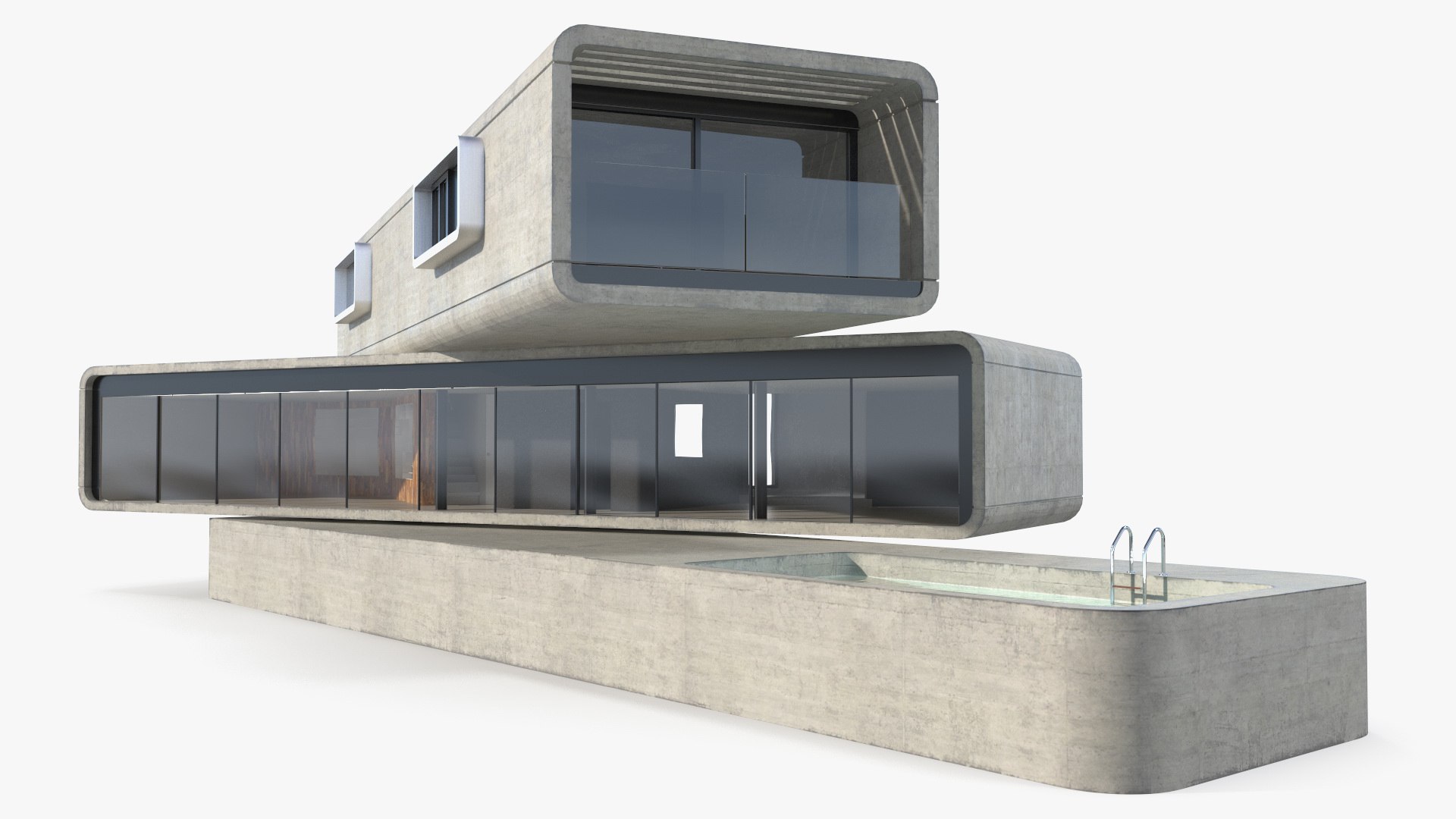 Modern Concrete House 3D model preview