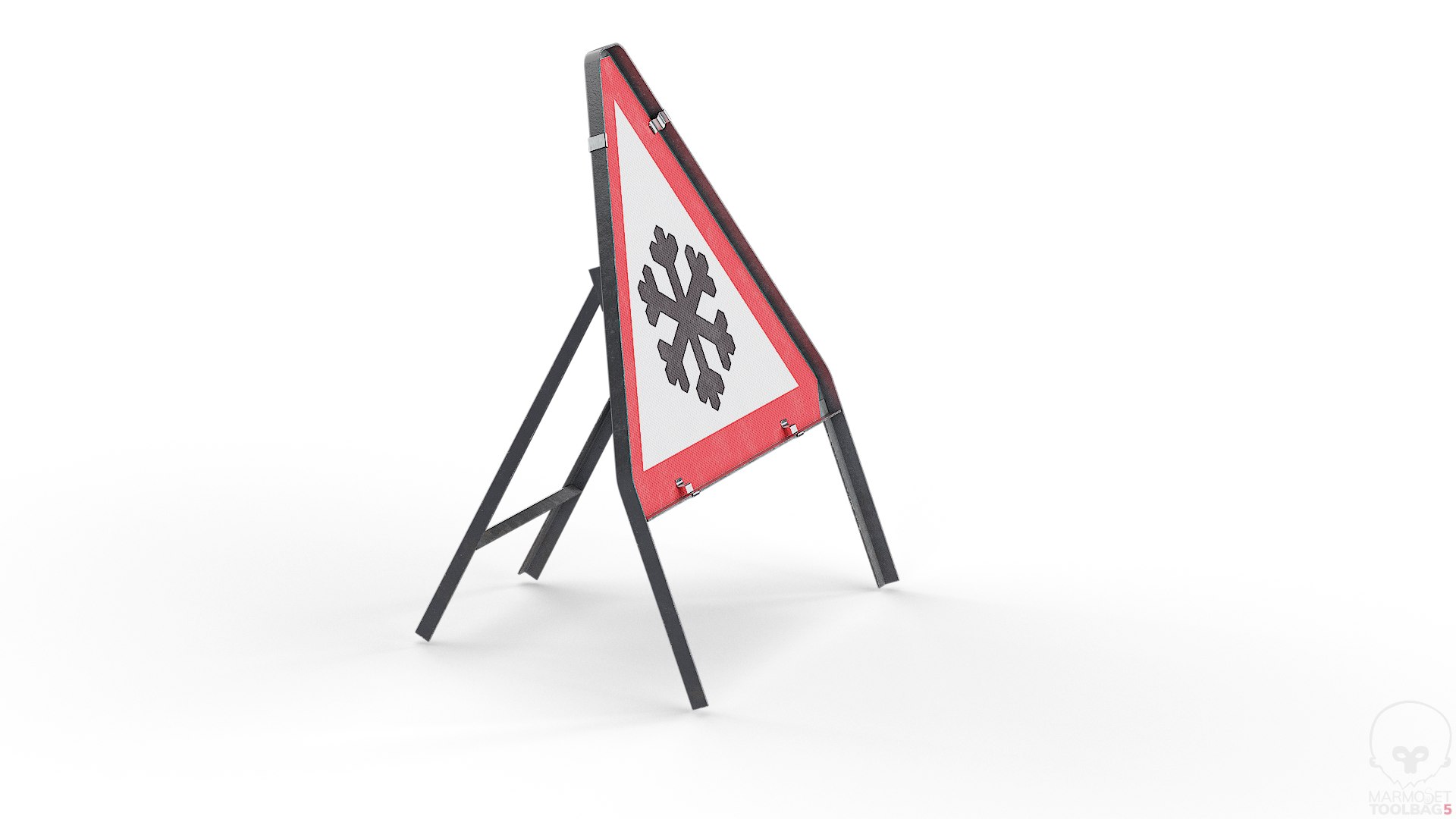 3D Model Ice Symbol Triangular Road Sign - TurboSquid 2463735