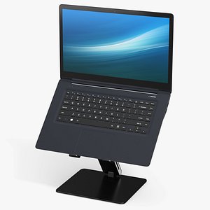 Laptop on Adjustable Holder Stand