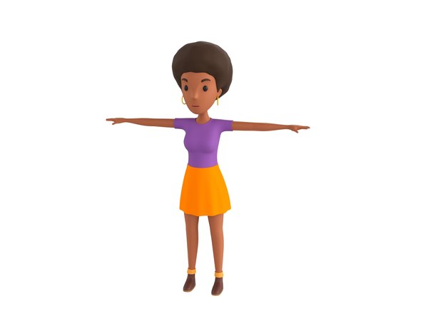 CartoonGirl033 Black Girl 3D model