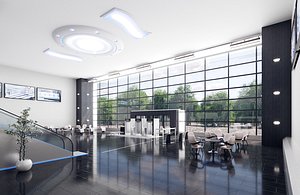 Business center lobby interior