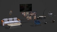 Modern Luxury Living Room Interior Props Pack PBR