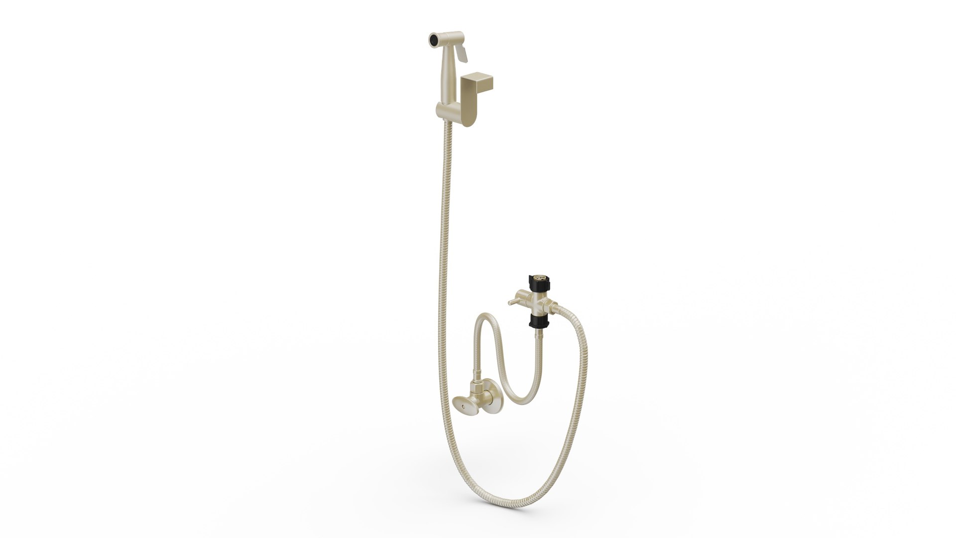 Wall-Mounted Gold Handheld Bidet Sprayer 3D model preview