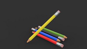 3D Pencil with Eraser 3D model model