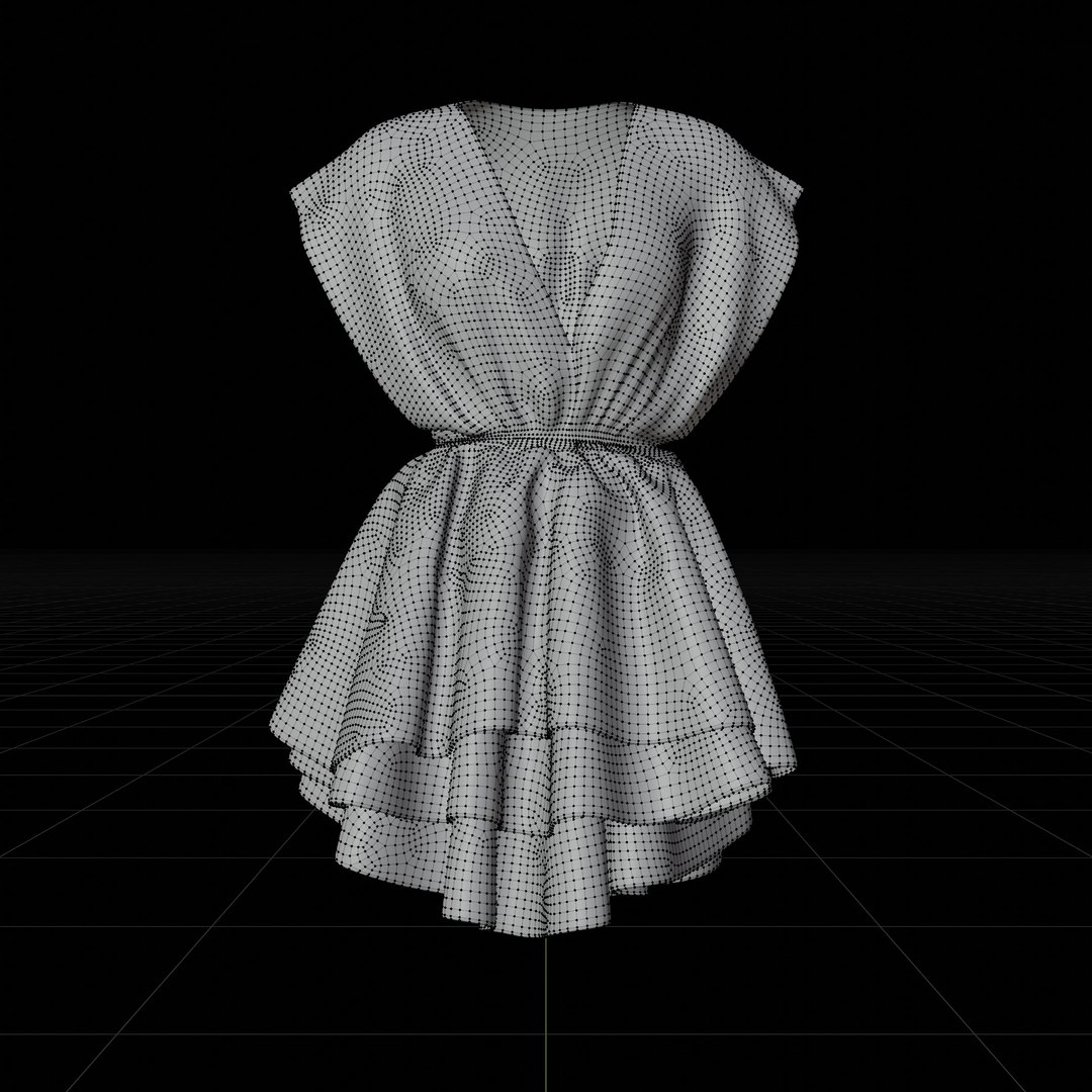 Floral Print Layered Ruffle Summer Dress 3D Model - TurboSquid 1747769