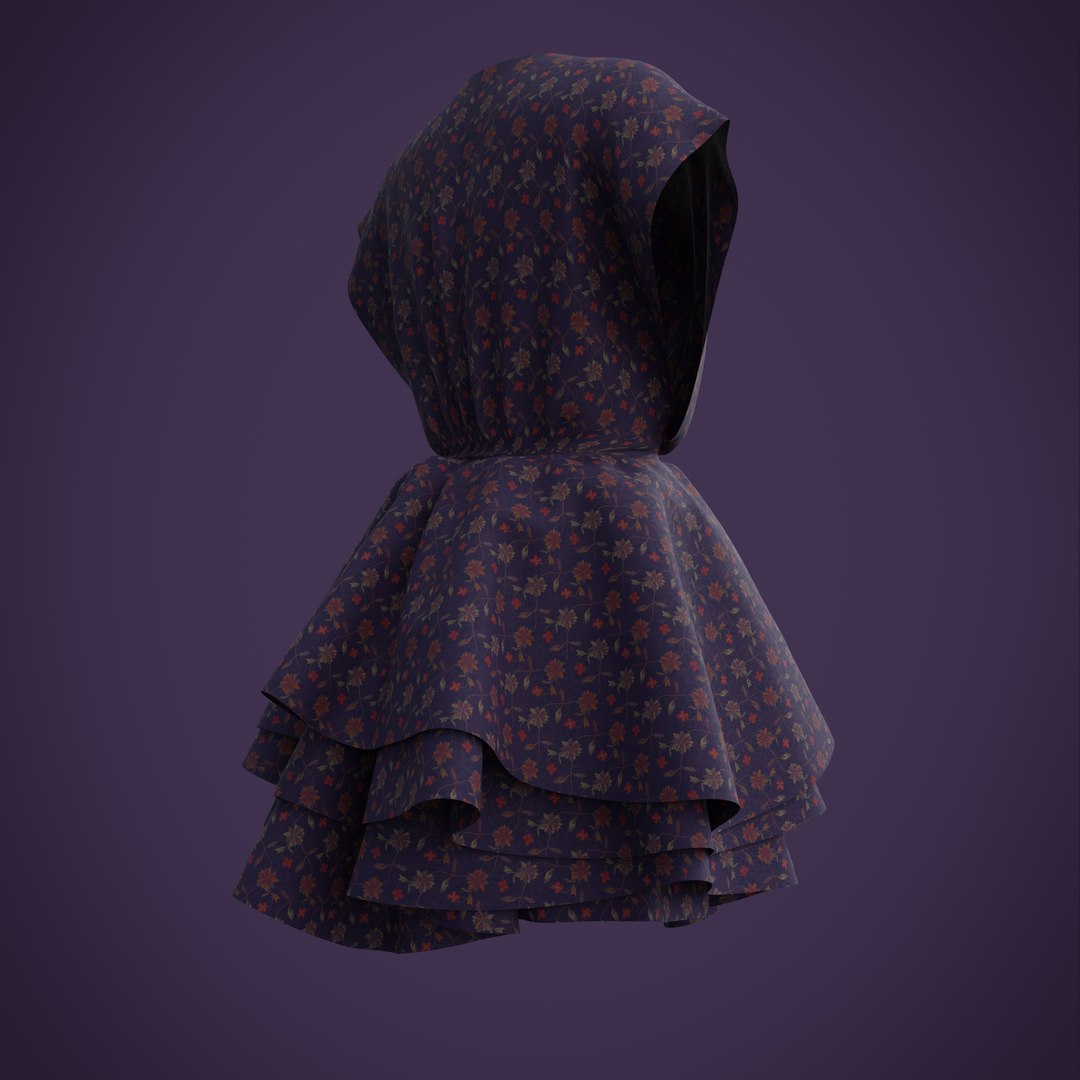 Floral Print Layered Ruffle Summer Dress 3D Model - TurboSquid 1747769