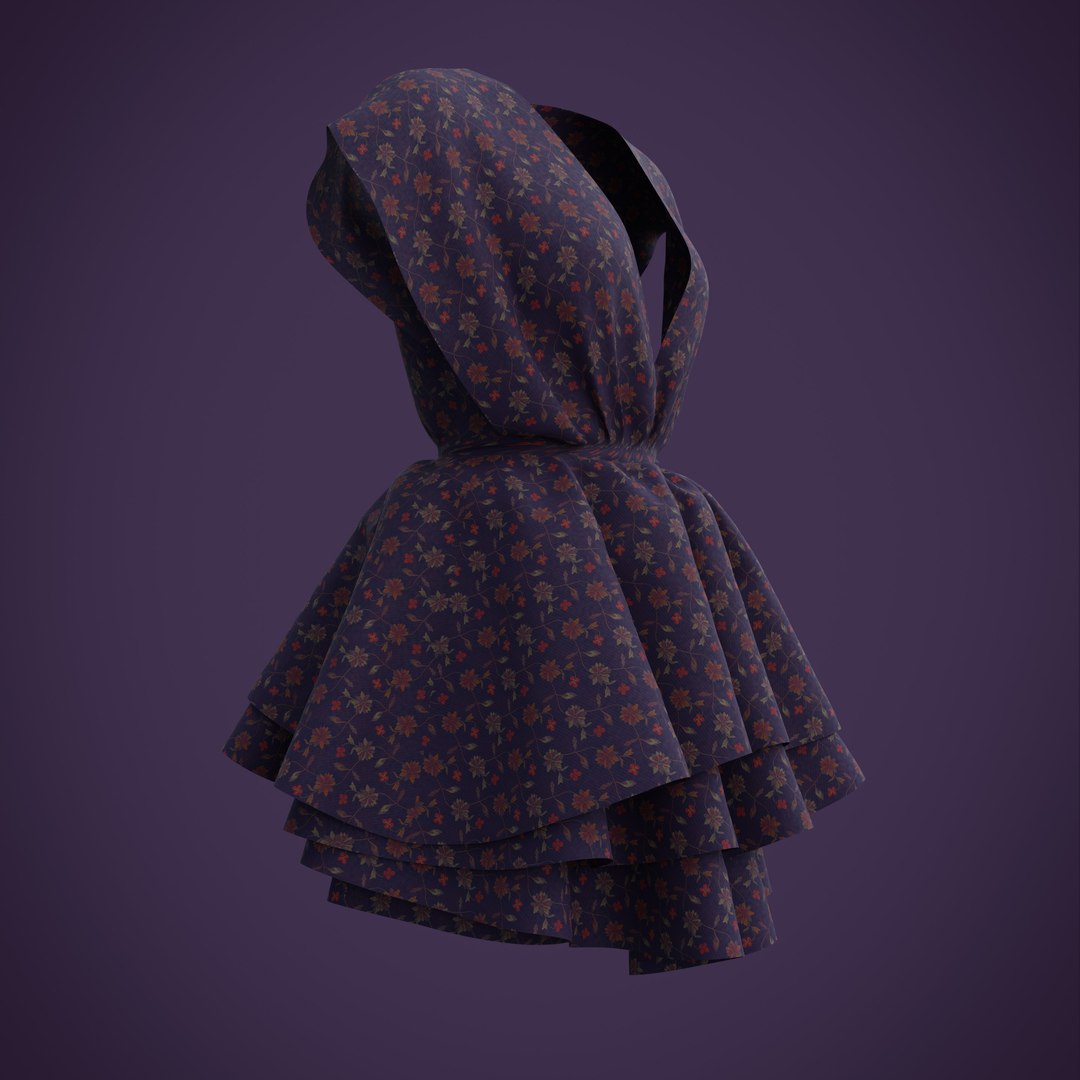 Floral Print Layered Ruffle Summer Dress 3D Model - TurboSquid 1747769
