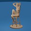Donna nuda su uno sgabello Figura artistica 3D