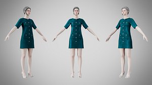Dress 46 Teal Velvet 3D