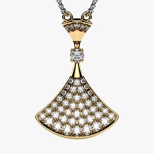 High Jewelry Luxury Gold Necklace 3D model