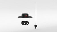 Cartoon Zorro Hat Mask and Sword