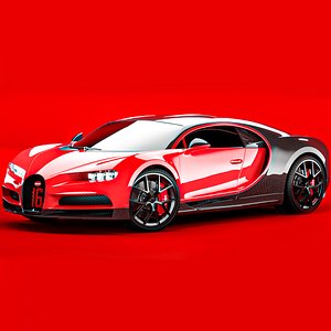 Bugatti Chiron Sport 2021 Red Premium 3D