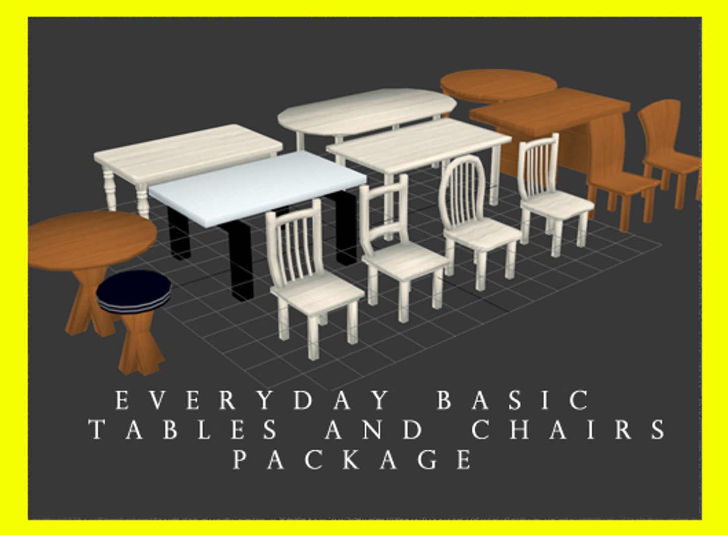 everyday basic tables chairs 3d max