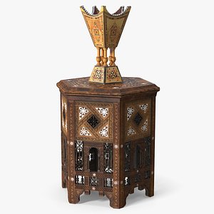 Oriental Mabkhara on Hexagonal Inlaid Side Table 3D model