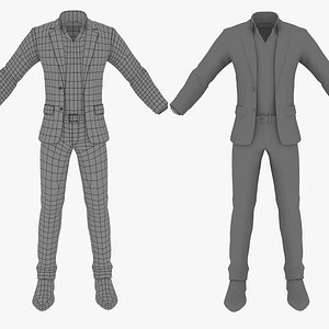 Men Business Suit with Shirt and Shoe Base mesh