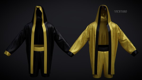 3D model Male Boxing Outfit - Shorts and Robe With 2 Base Colors