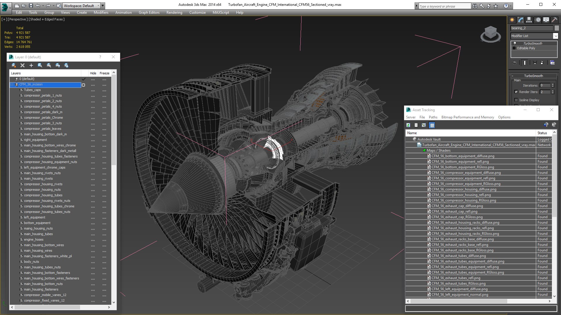 Aircraft Turbofan Engine CFM International CFM56 Sectioned 3D Model ...