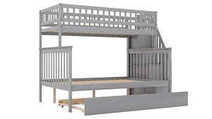 3D model Full Bunk Bed with Trundle and Staircase