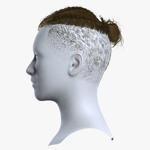 3D Realistic Unisex Dutch Braids Top Knot with Side Fade - Real-Time