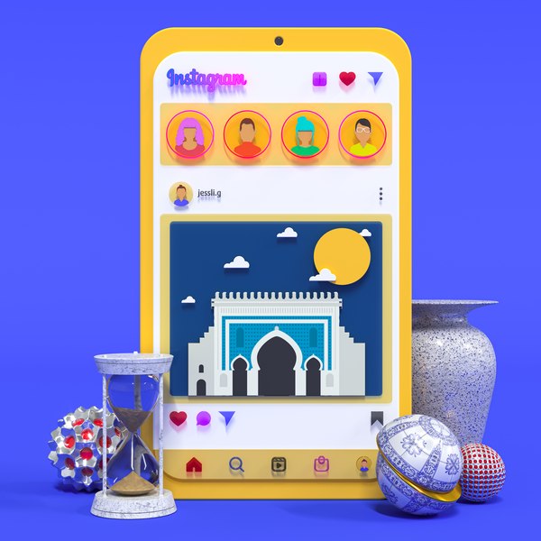 Instagram phone ui interface 3D model