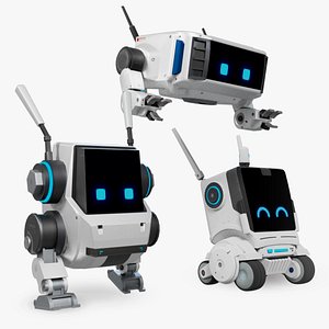 3D model Cute White Robots