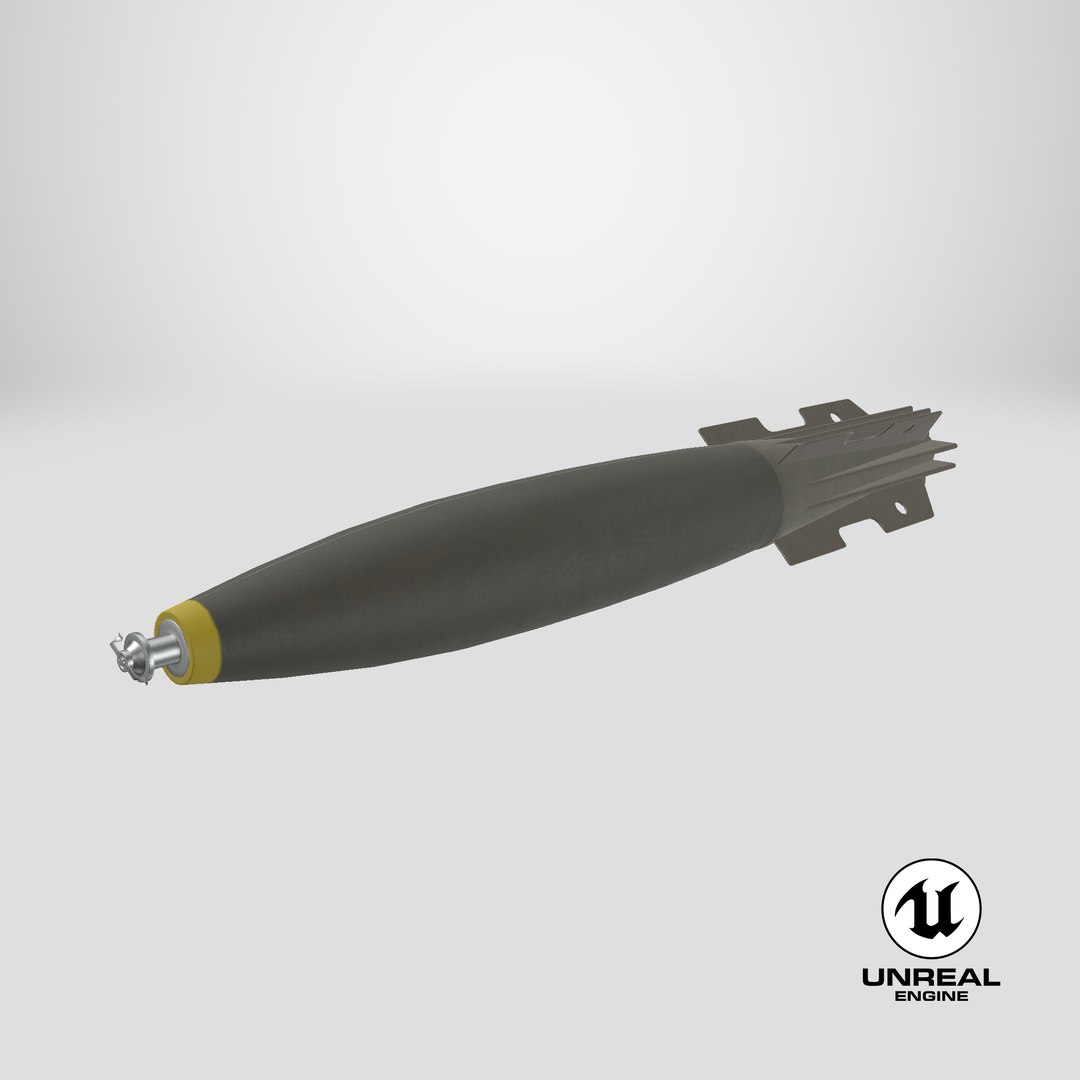 500 Pound Aircraft Munition Olive model https://p.turbosquid.com/ts-thumb/1g/t4i0mX/Va/stemcell_unreal_render/png/1745311437/1920x1080/fit_q87/f0b44911c4ade2c4c434b59d00a9574f03ba526f/stemcell_unreal_render.jpg