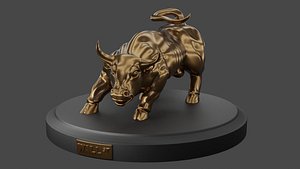 3D model wall street charging bull