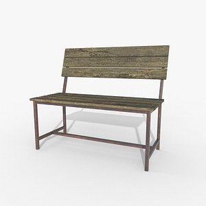 old bench Low-poly 3D model