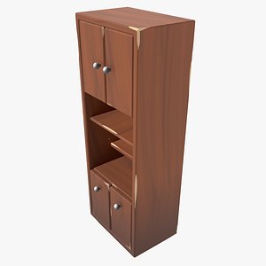3D model Lowpoly Stylized Wooden Kitchen Cabinet